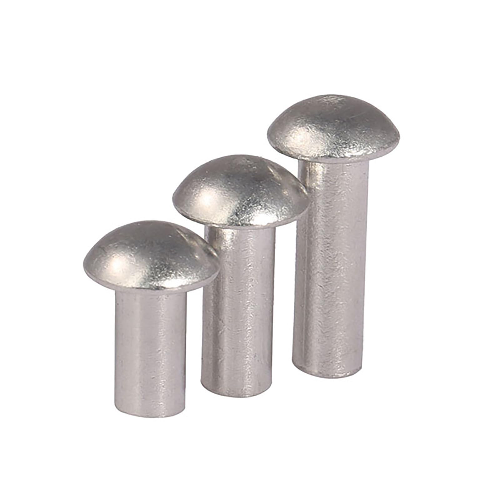 Nity z główką okrągłą, Zestaw nitów aluminiowych z łbem okrągłym, srebrnych, M2-M8(M3x4mm)