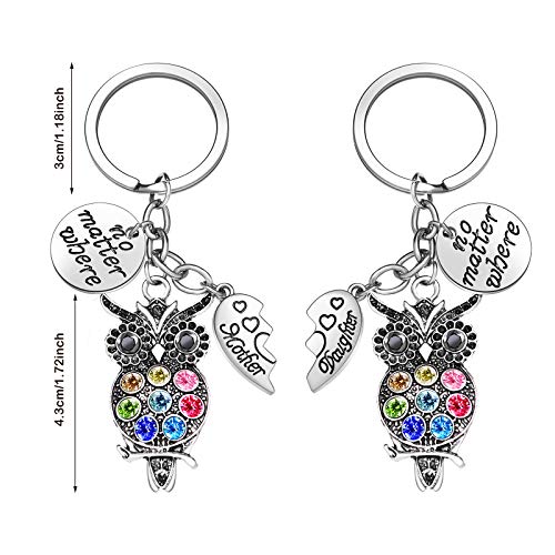 Hicarer 2 Pieces Heart Crystal Keychain For Mom Valentine's Day Presents Owl Keyring Key Chain For Mother's Day Birthday Expressing Love And Wishes #TOP1