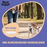 Pet Ville Reflektierende Hundeleine 5 Meter – Antirutsch Rollleine – Schleppleine für Hunde – Halsband Leine – Hundespielzeug – Ausführleine – 16x12x2 cm