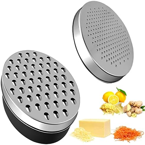 GProME Parmesan Cheese Shredder For Kitchen - Lemon Zester Cheese Grater with Storage Container & Lid -Ginger Grinder For Soft Cheddar Cheeses, Vegetables,Chocolate,BPA Free（Black）