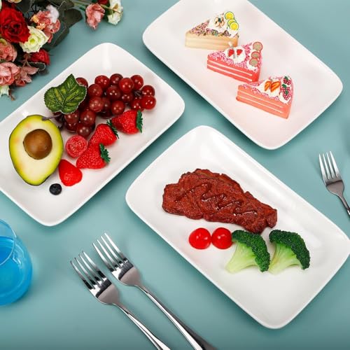 EXTRAPINS 6 Stück Teller Rechteckig,23 x 13,5 cm Servierplatte Porzellan,Weiß Servierteller Länglich,Weiße Serviertablett,Klein Servierteller für Sushi, Kuchen, Dessert, Buffets, Fleisch, Salat