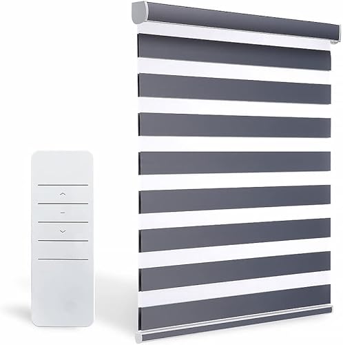 Persianas motorizadas con diseño de cebra para ventanas control remoto personalizado pantallas inteligentes de doble capa con control de luz de