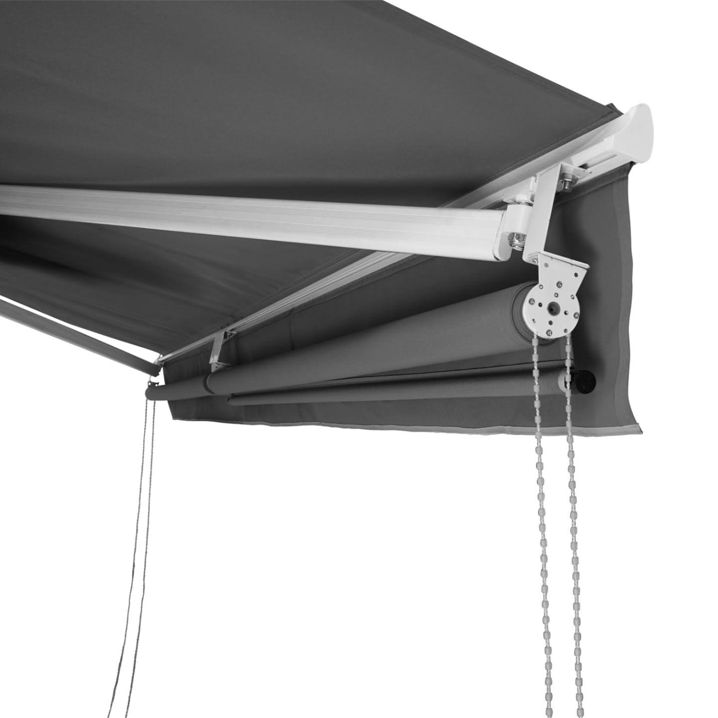 IDMarket - Store banne Manuel 4x3 M Gris Anthracite Lambrequin H.1,50 M
