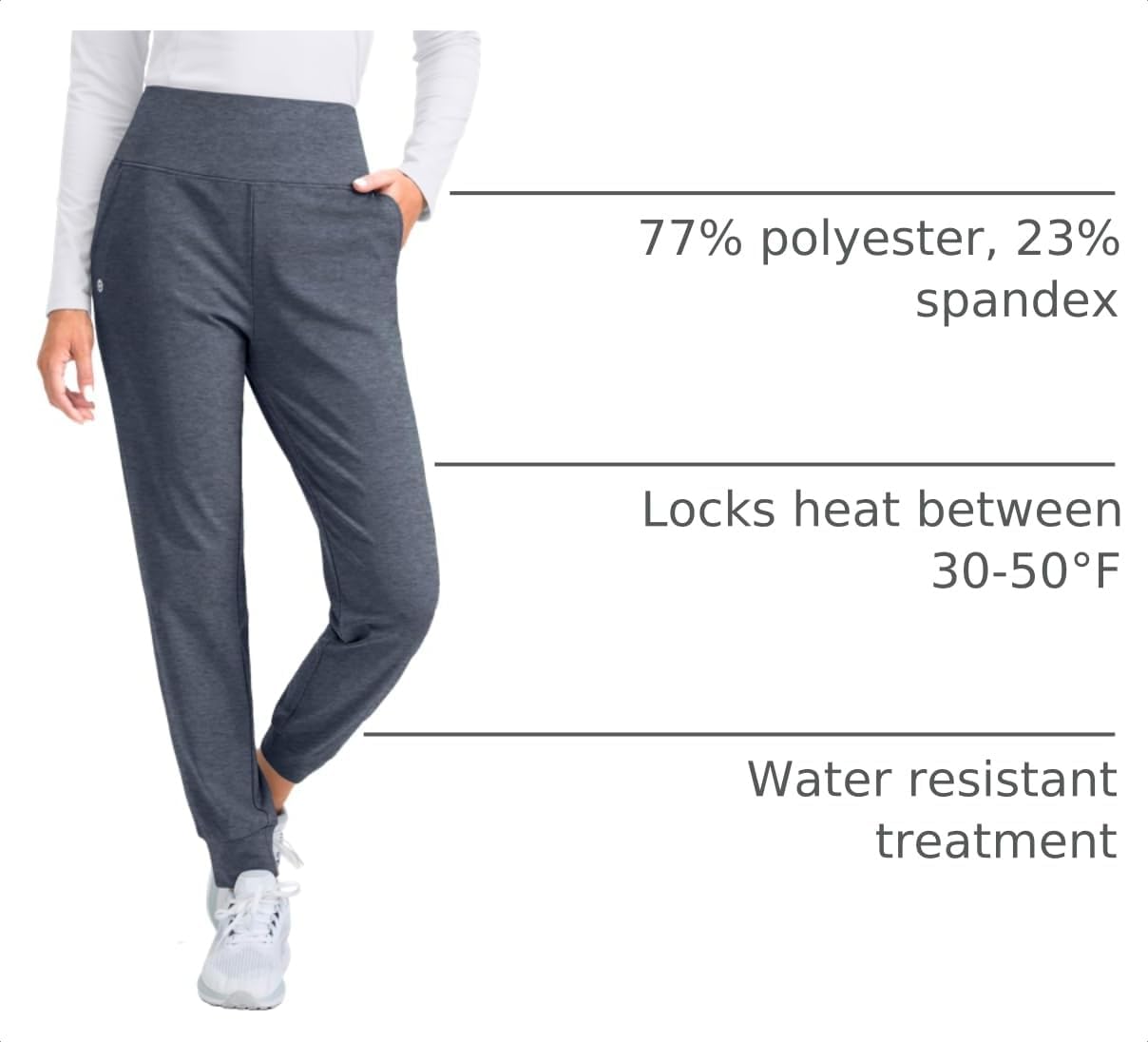 Women's Fleece Lined Joers Hih Waisted Thermal Winter Pants | Water Resistant, Warm, Comfy Soft Linin, 2 Deep Side Pockets, Hikin, Skiin, Runnin, Cold Weather Sweatpants thumbnail