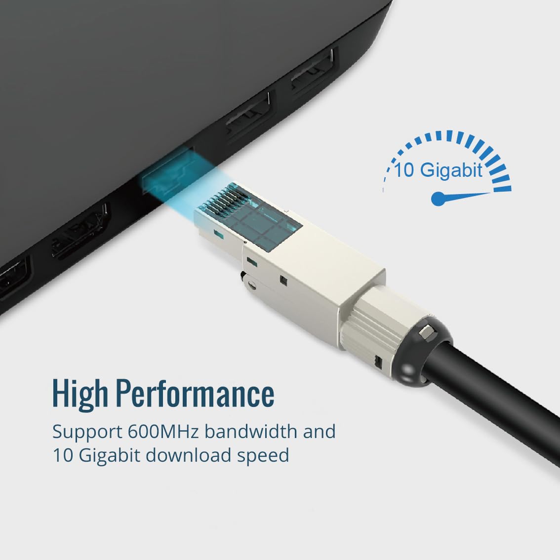 Tecmojo Cavo LAN CAT7 S/FTP, 50 m, resistente alle intemperie, 10 Gbit, PiMF rame puro 23AWG, schermatura al 30% AL-MG, doppio rivestimento in PVC + PE, nero RAL9005, con strumento spelafili e