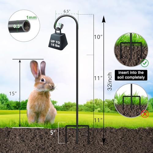 Image of FEED GARDEN Adjustable 32 Inch Small Shepherd Hooks for Outdoor, Garden Hooks for Lanterns, Sheperd Hook for Hanging Plants, Bird Feeders, Solar Lights, Mason Jars, Weddings Decor,1 Pack