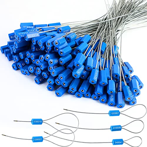 Nuogo NUOGO-25 200 Pcs Steel Security Cable Seals 11.8 Inch Numbered Anti-Tamper Seal Pull Tight Seals Disposable Numbered Tags Self Locking Shipping Seals cover