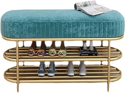 Banc de rangement à 2 niveaux en métal robuste avec assise rembourrée douce