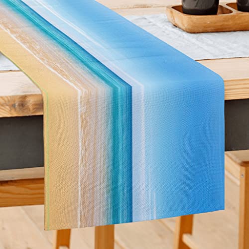 Summer Linen Table Runner 72 Inches Long, Ocean Sea Beach Table Runner Kitchen Decor For Home Wedding Party And Dining Room, Dresser Scarf Table Decorations #TOP7