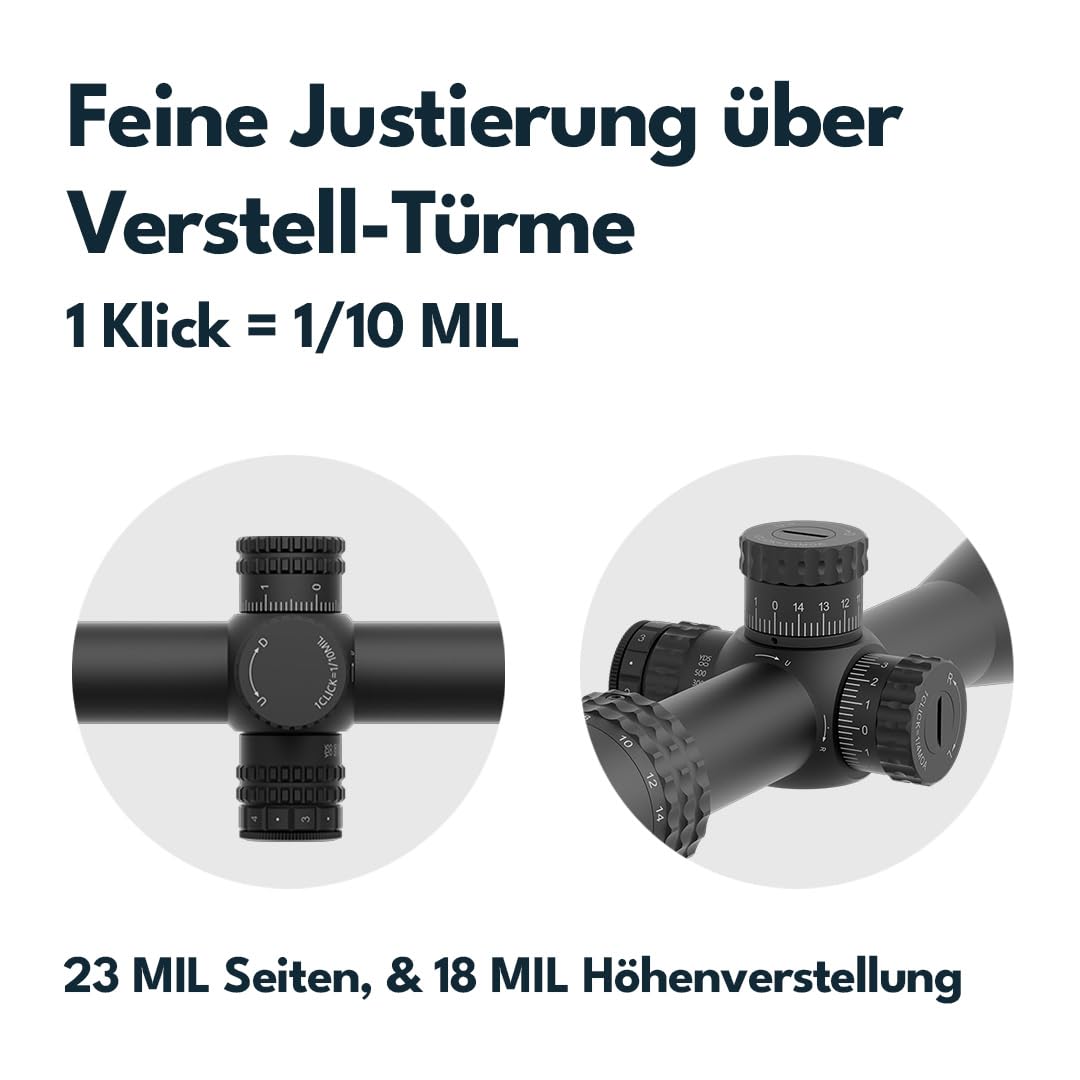Vector Optics SCFF-61 Orion Pro Max 6-24x50 MIL HD FFP Zielfernrohr für Sport, Airsoft und Jagd, Luftgewehr, Ziel-Visier, Gewehrzielfernrohr, Rifle Scope, umfangreiches Zubehör