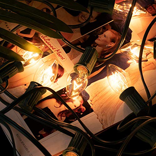 C9 Clear Christmas String Lights - Outdoor Christmas Tree Lights String - Hanging Christmas Roofline Lights - Patio Lights For Outdoor Decor - Green Wire, 25 Feet #TOP4