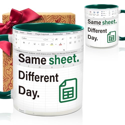Funny Excel Office Coffee Mug Gift for Accountant, Same Sheet Different Day mug, Unique Spreadsheet excel Birthday Christmas Mugs Gifts Idea for CPA CFO Accounting Coworkers Boss Finance Banker-47