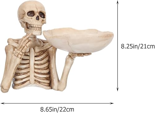 Miniatura 2 de Bandeja de almacenamiento de calavera, decoración de Halloween, material de resina, forma de esqueleto vívido