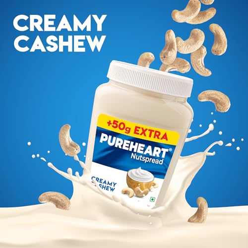 Image of PUREHEART Nut Spread Creamy Cashew (350 +50 gm Extra) | Nutty and Smooth Cashew Spread for Breakfast - No. 1 Exporter of Roasted Nuts