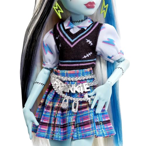 Monster High Frankie Puppe, Elektrisierende Mode, Voltageous College-Jacke, gruseliges Zubehör, flexibler Körper, für Kinder ab 4 Jahren… – Ansicht 4