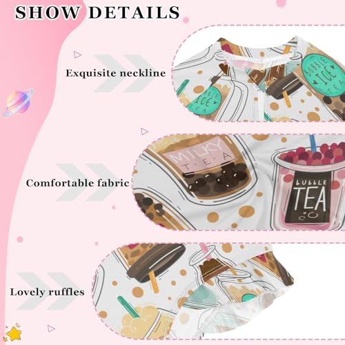 susiyo Boba Pearl Milk Tea Girls Long Sleeve One Piece Swimsuits Rash Guard Bathing Suit UPF 50+ Zipper Girl Swimwear4