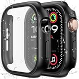 YIJDACASE 2 in 1 Waterproof Case for Apple Watch Screen Protector Series 7 8 9 41mm Accessories with Tempered Glass Film Face Protective & PC Bumper Cover Compatible iWatch 41mm