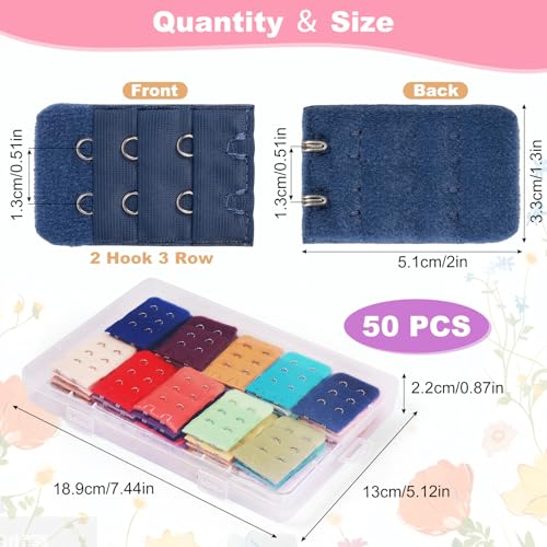 GOTDYBST 50 Stück BH Verlängerung 2 Haken 3 Reihen, Stretch-Unterwäsche Verlängerungsschnalle, Bequem Und Elastisch, BH Verschluss Erweiterung Für Alle Gängigen BH-Modelle