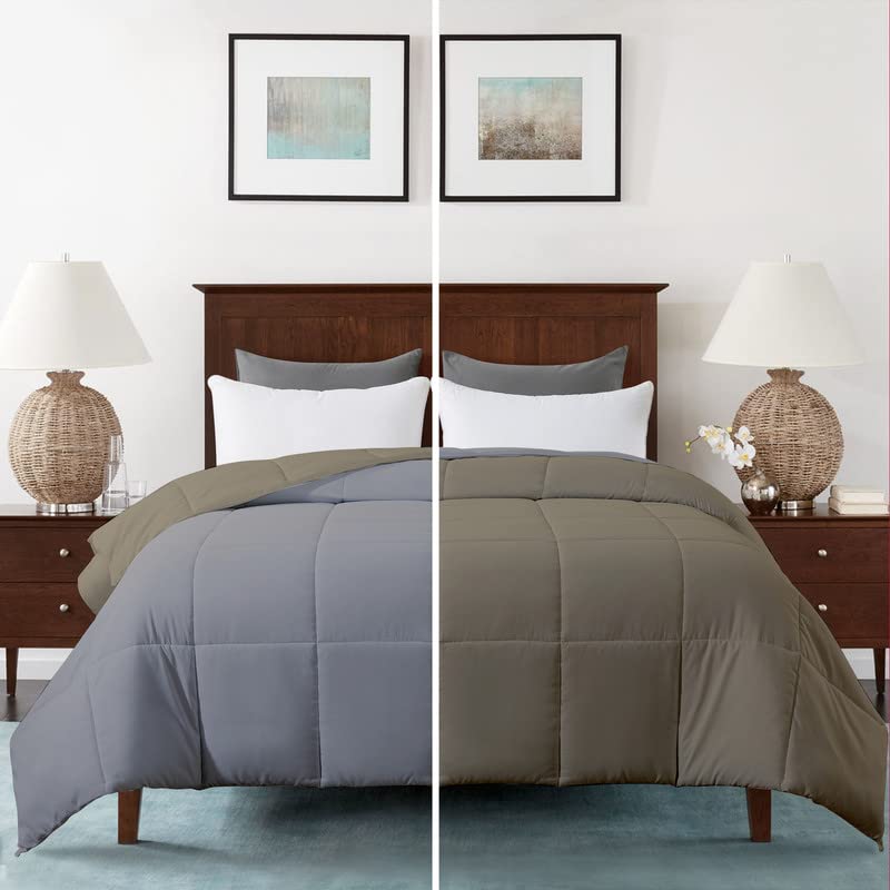 Image of Razzai Restful Sleep Microfiber Summer Season Ac Reversible Comforter 220 GSM (92 inch x 106 inch Inches /233cm x 269cm) - King Size Comforter|Silver /Beige|