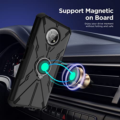 Iokmax For Nokia G300 Case With Hd Screen Protector(2 Pack),[Military Grade Protection] Heavy Duty Phone Case Built In Ring Kickstand For Nokia G300 Black #TOP4