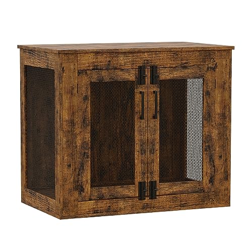 Irontar-Dog-Crate-Furniture-with-Cushion-Double-Door-Dog-Crate-for-Small-Dogs-Wooden-Dog-Kennel-Table-End-Table-Dog-House-Furniture-Dog-Cage-Indoor-Rustic-Brown-MGW002X