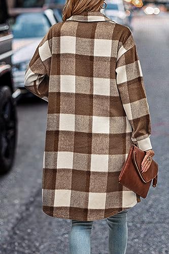 Image of PRETTYGARDEN Womens Plaid Shacket Jacket Flannel Shirts