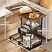 Rolling Coffee Table with Oversized Double-Wide Wood Top, Mobile Tv Tray with Storage Drawer and Wheels for Sofa, Portable Side Table for Living Room, Home Office, Spacious Desk for Working Studying