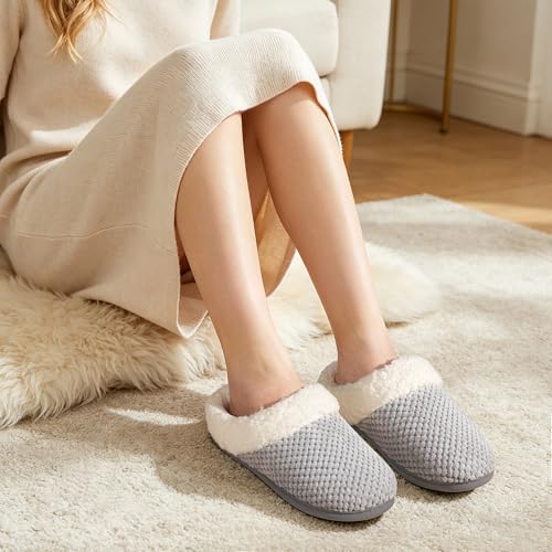 Image of ULTRAIDEAS Women's Breathable House Slippers with Memory Foam, Lightweight Cotton Blend Lining, Indoor Outdoor Slip On Design, Non Slip Rubber Sole for Bedroom, Machine Washable