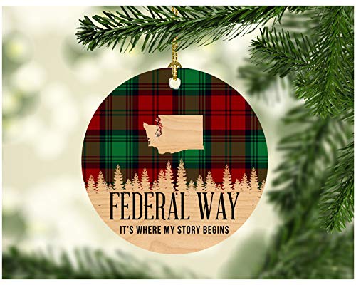 Christmas Decorations Ornaments 2025 Federal Way Washington It's Where My Story Begin Xmas Present Funny Gift for Family New Home Gift Xmas Tree Decoration 3" Flat Holiday Keepsake