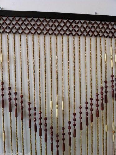 Brown & Natural Wooden & Bamboo Beaded / Bead Door Curtain - TS1