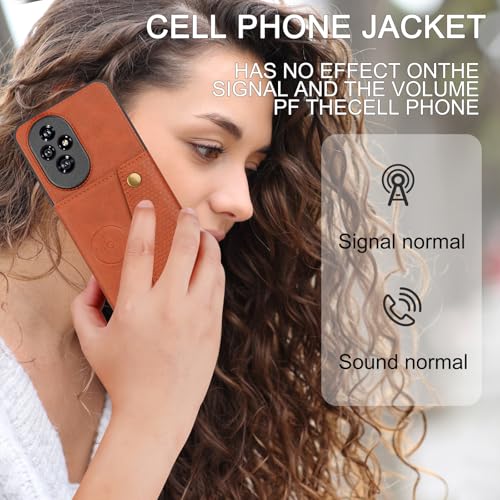 Image of for Honor 200 Pro 5G Case with Card Slots Kickstand Leather + TPU Phone Cover - Brown