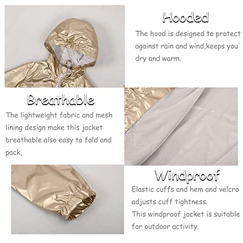 Image of SNOW DREAMS Girls Waterproof Rain Jacket Windbreaker Lightweight Raincoat Kids Golden Size 10