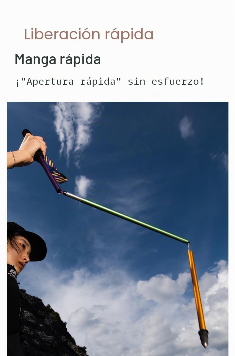 Bastones Trekking Extensibles, AONIJIE Bastones Trail, Ligeros y Plegables, Bastón de Senderismo Aluminio de 110/120 cm de Longitud para Exteriores