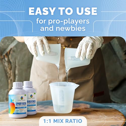 CRAFT RESIN 8L Crystal Clear Epoxy Resin Kit - Food Safe & UV Resistant for DIY Art, Wood, Jewellery Making, Coasters, Mould Casting Resin Epoxy - Low Viscosity, Self Leveling for Beginners & Pros
