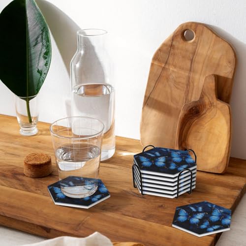 Dessous de verre support absorbant céramique liège boissons table papillons