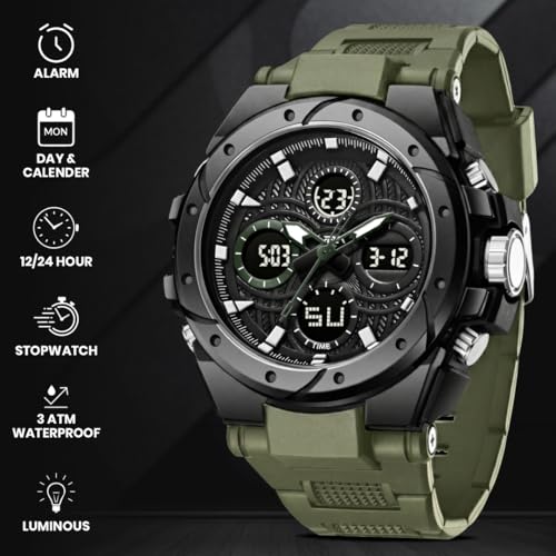 Image of V2A Stryke-VOLTRIX 5130 Analog-Digital Sports Watch for Men | Layered Dial Design | Bold Urban Performance Watch with 50M Water Resistance, Alarm, Stopwatch, Day-Date & Backlight