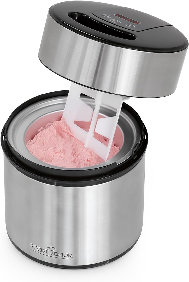 ProfiCook® Ice Cream Maker and Yoghurt Maker, Ice Cream in 20 Minutes, for up to 1800 ml Ice Cream, Soft Ice Cream Machine for Home, with Timer, Ice Cream Maker for Ice Cream, Frozen Yoghurt & Sorbet