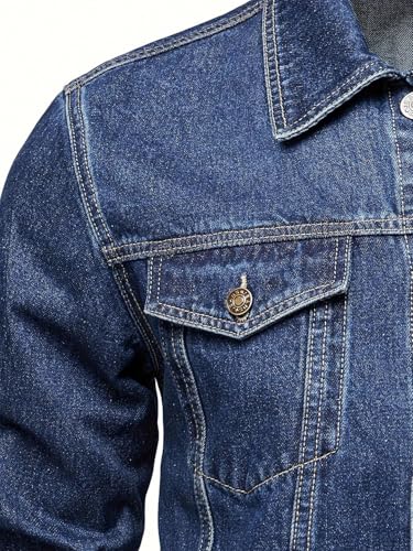 Image of KOTTY Men's Stylish Black /Blue Denim Jacket for Winter Casual Biker Riding Wear Trendy Upper Jeans Look Outfit