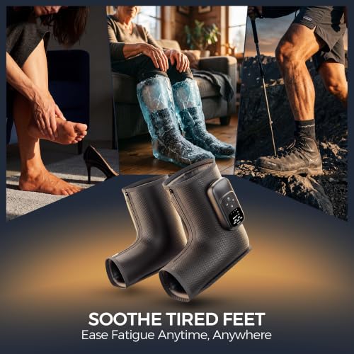Image of Foot Massager with Air Compression and Heat, FSA Eligible HSA Portable Cordless Ankle and Calf Massager with 5 Modes & 5 Intensities, Lightweight Compression Boots for Muscle Relaxation (1PC)