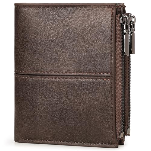 Image of Zipper Wallet for Men Bifold Wallets with 1 ID Window 7Card Slot Coin Pocket- Big Capacity Credit Card Travel Wallet