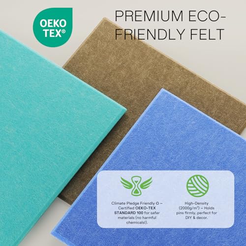 Image of MaxGear Felt Bulletin Board 36 inch x 24 inch, Aqua Blue Felt Wall Tiles Push Pins