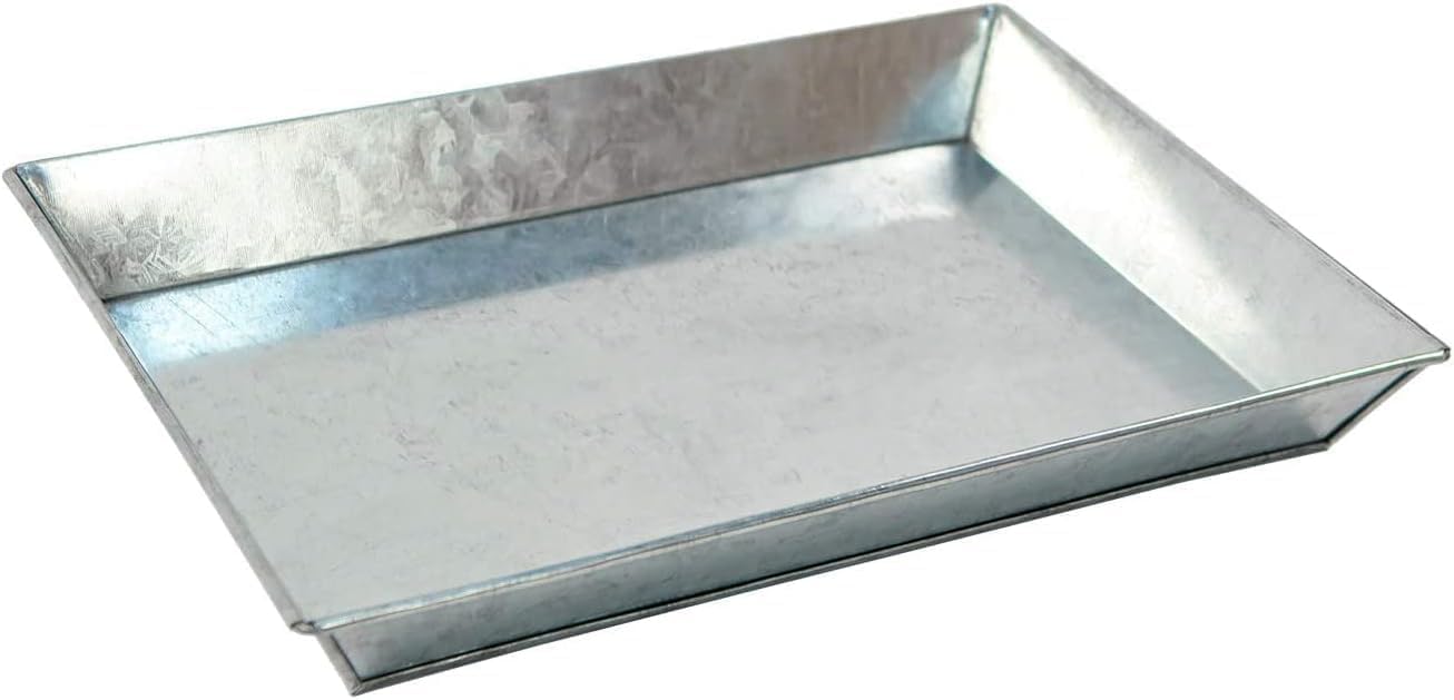 Ash Pan Basket Fireplace Grate Made with 24 Gauge Galvanized Steel for Fireplace, Plants, Home Organization 17" L x 11" W x 1" H, Silver