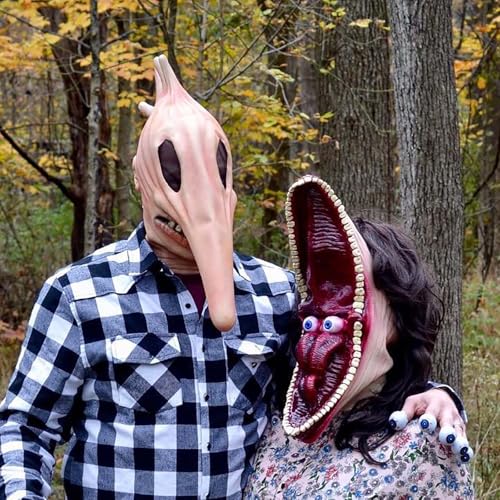 AGGOIMIKOT Halloween Mask Barbara and Adam Maitland Ghost Cosplay Full Head Masks for Horror Funny Costume (2Pcs)