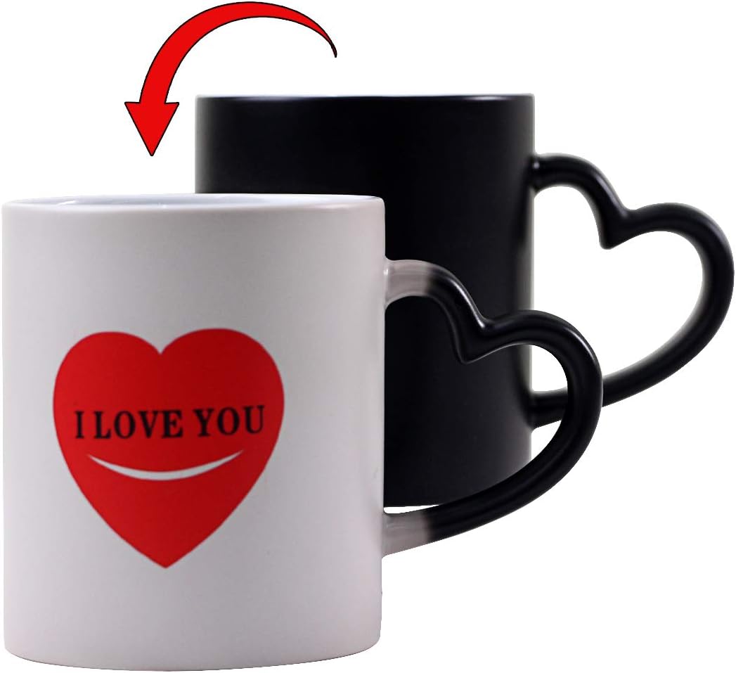 Yuwu Mom Mug Funny Color Changing Mugs Heat Changing Heart Valentines Cup Novelty I Love You Morning Magic Coffee Cup Christmas Gifts For Men Women Mom Dad Mug