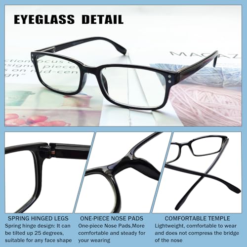 Image of Kerecsen 4 Pack Reading Glasses for Men and Women with Spring Hinges, Lightweight Black Rectangular Readers Eyeglasses (2 BLACK 2 Tortoise, 0.50, x)
