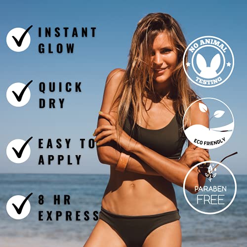 Sun Laboratories Self Tanning Lotion 4 oz + Mitt | Dark | Natural Self Tanner Sunless Bronzer (Packaging May Very)