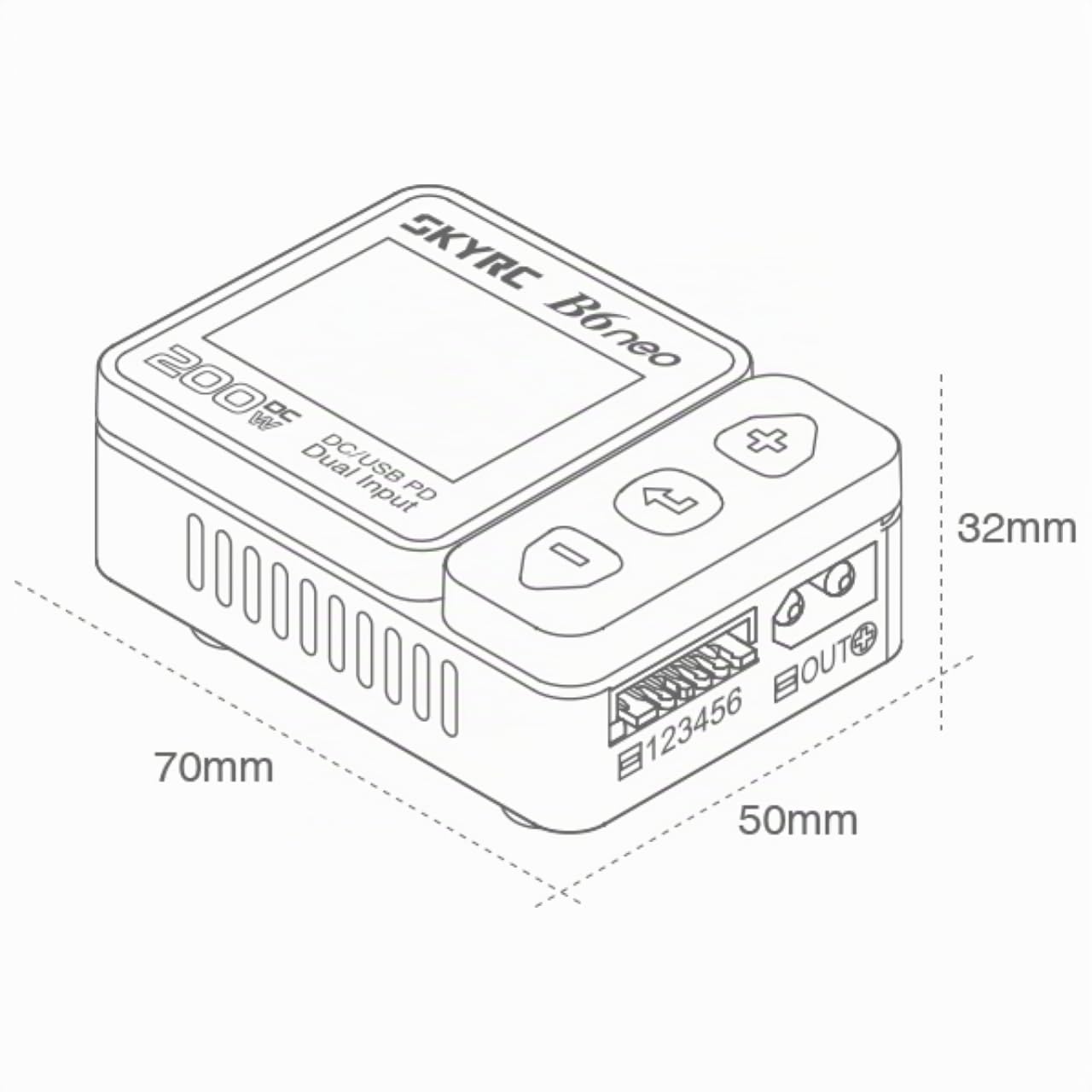 SKYRC B6 Neo2 : Chargeur Balance Lipo pour Batterie 1S-6S Lipo/Li-ION/LiHV, 1-15S NiMH/NiCd - DC 300W, PD 80W, Chargeur Intelligent, décharge et Stockage (Bleu-Rouge)
