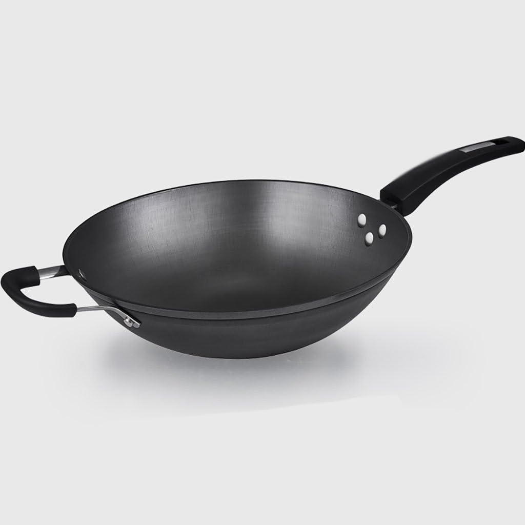 Fry Wok Flat Pans Non-Stick Pan Less Oil Fumes Frying Pan Fry Wok Apply To Induction Cooker Gas Stove 32CM Cast Iron Fry Wok