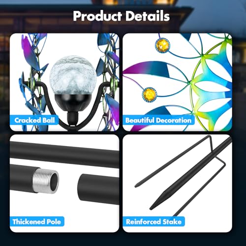 Molinillo de viento solar retro con cambio de color automático