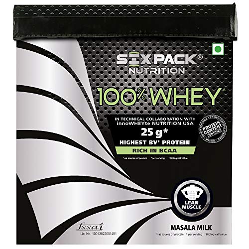 Image of Six Pack Nutrition Whey Protein Powder, with 25 g of Protein Per Serving and More Than 5.6 g of Naturally Occurring BCAAs (4kg, Masala Milk)